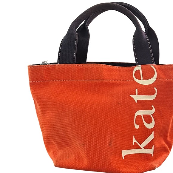 Kate Spade New York Handbags - Kate Spade New York Orange Canvas Tote Bag‎ With Navy Accents